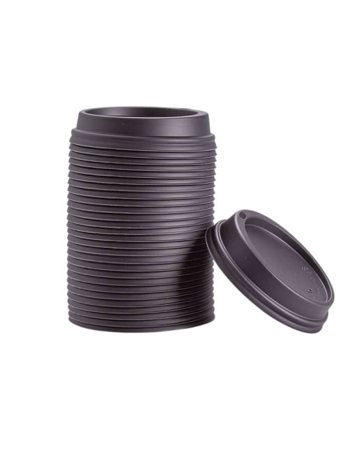 2 paquetes con 100 tapas negras marca Phoenix para vaso 12,16 y 20 oz.